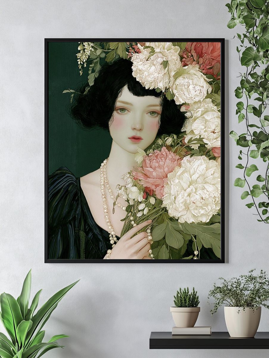 Floral Portrait Illustration Print. — room view 4