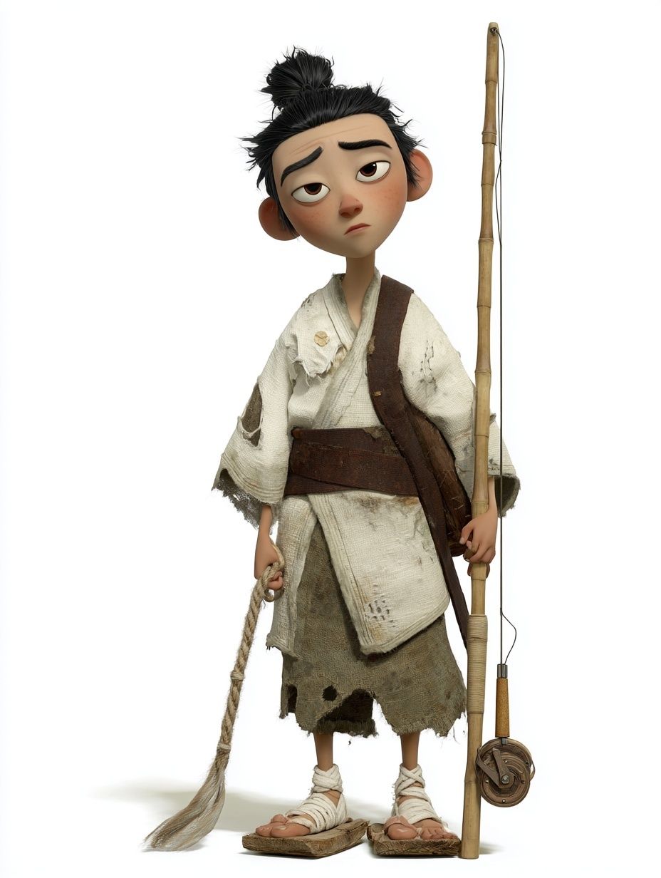 Animated Fisher Boy Illustration Print. poster — illustration art