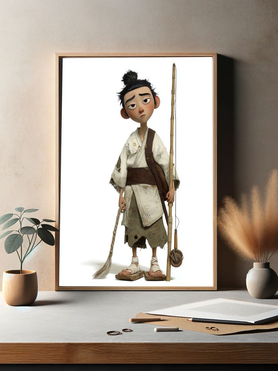 Animated Fisher Boy Illustration Print. — room view 2