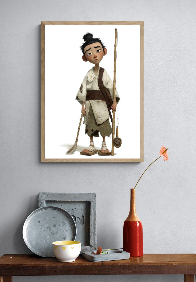 Animated Fisher Boy Illustration Print. — room view 3