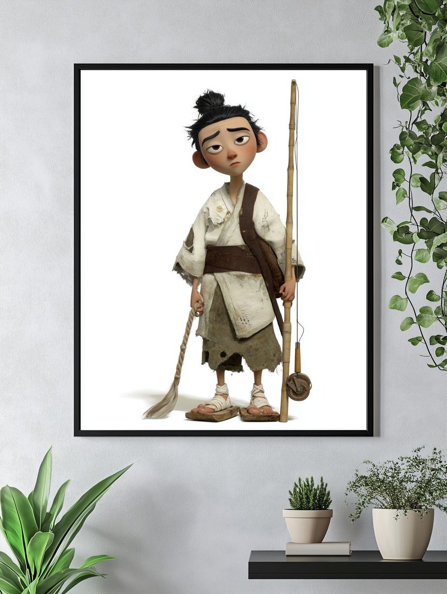 Animated Fisher Boy Illustration Print. — room view 4