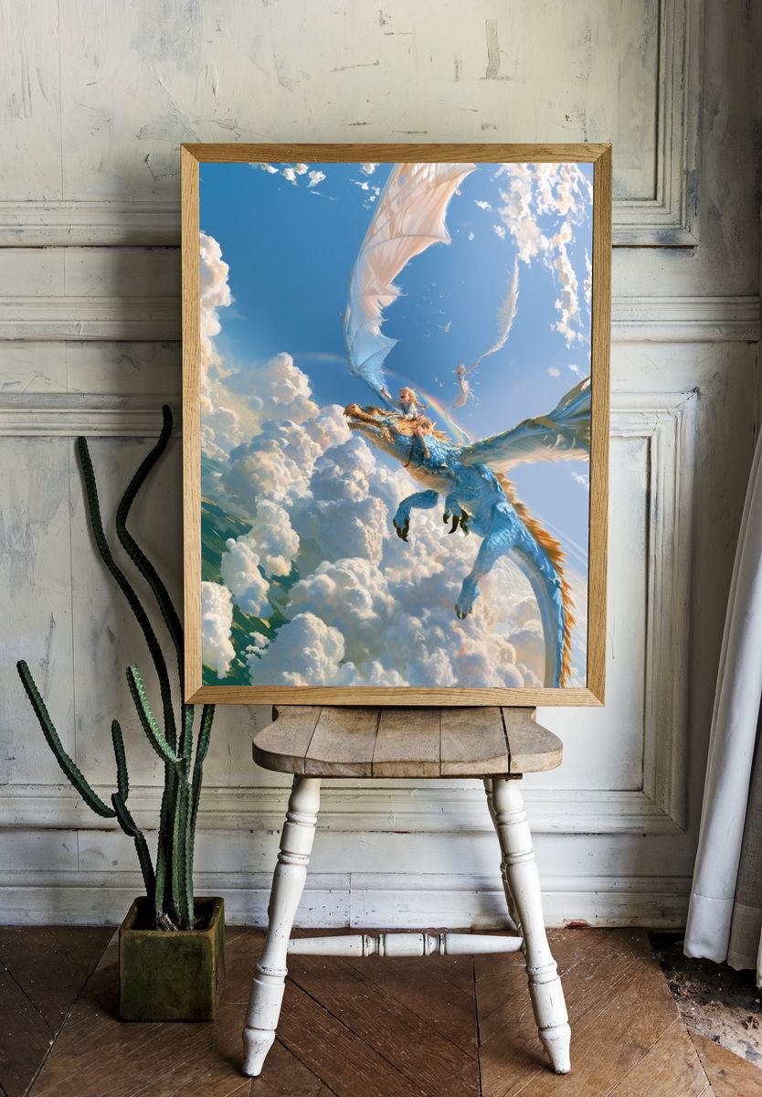 Dragon Flight Fantasy Print. room preview