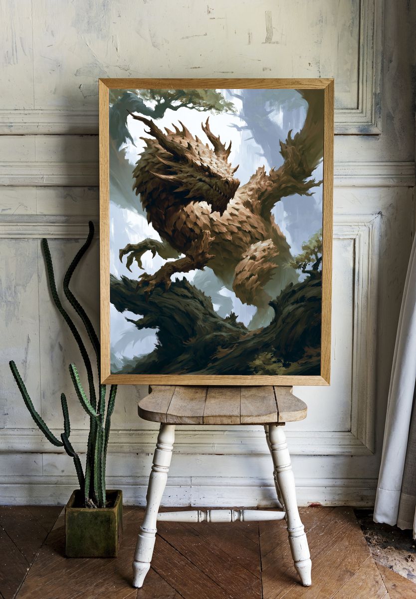 Forest Dragon Digital Art Poster. room preview