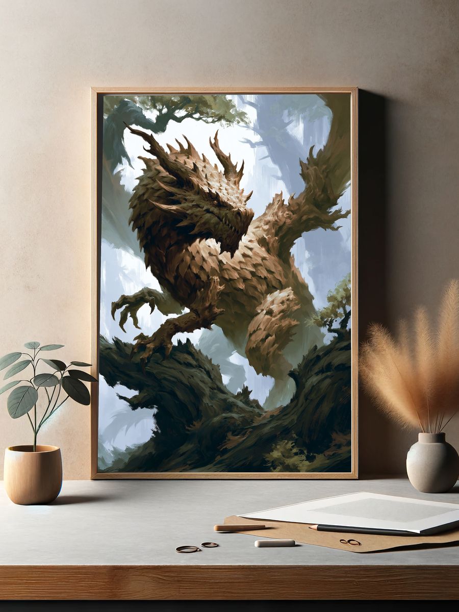 Forest Dragon Digital Art Poster. — room view 2