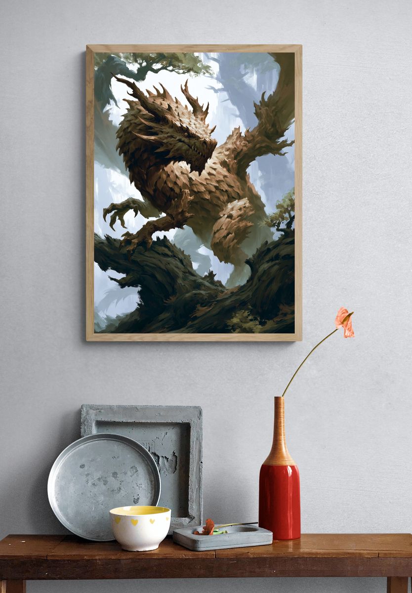 Forest Dragon Digital Art Poster. — room view 3