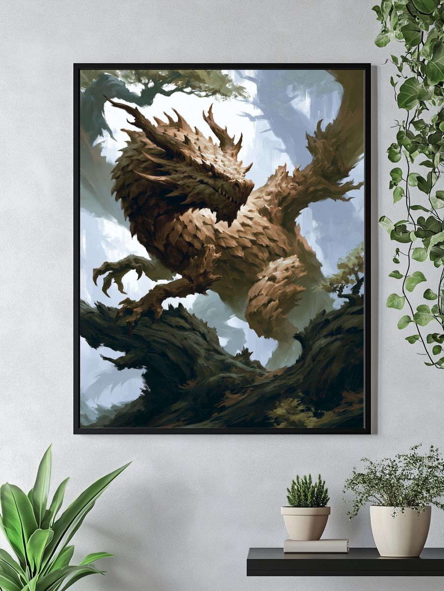Forest Dragon Digital Art Poster. — room view 4