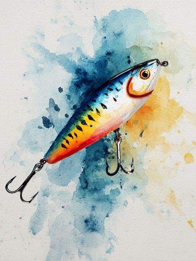 Colorful Fishing Lure Watercolor Print.
