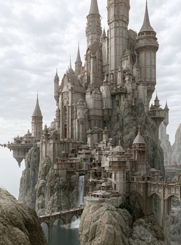 Fantasy Castle Cliffside Illustration Poster. poster — illustration art