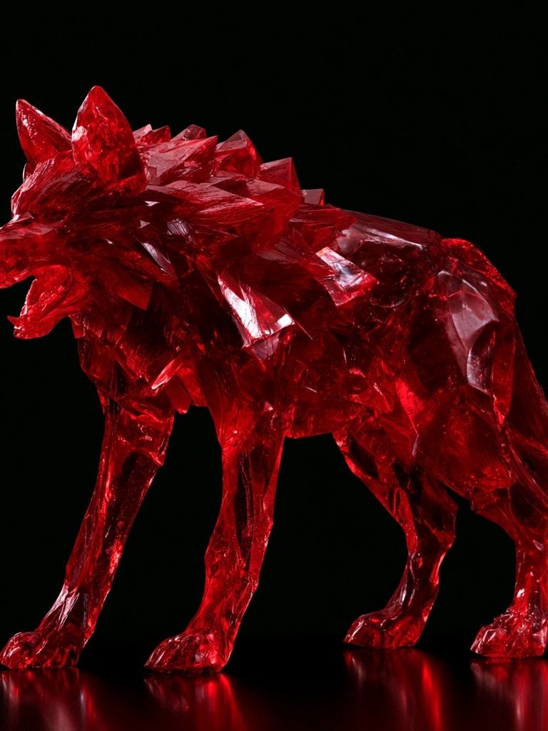 Crimson Crystal Wolf Print. poster — illustration art