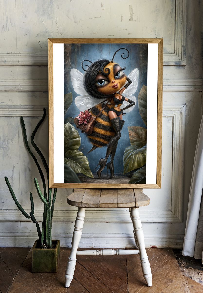 Glamour Bee Character Illustration Poster. room preview