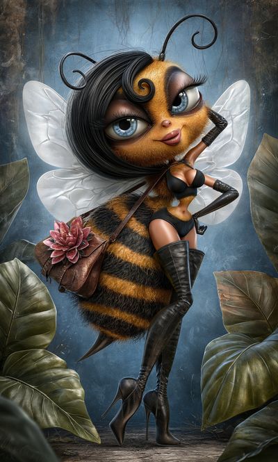 Glamour Bee Character Illustration Poster.