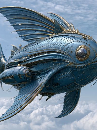Mechanical Fish in the Sky Poster. poster
