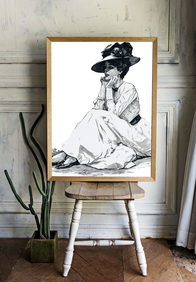 Elegant Woman Sketch Poster. — room view 1