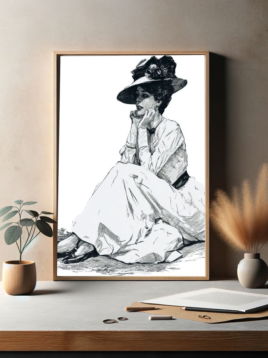 Elegant Woman Sketch Poster. — room view 2