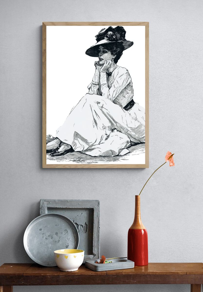 Elegant Woman Sketch Poster. — room view 3