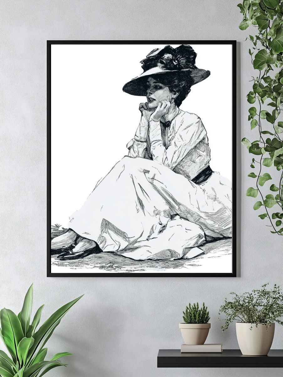Elegant Woman Sketch Poster. — room view 4