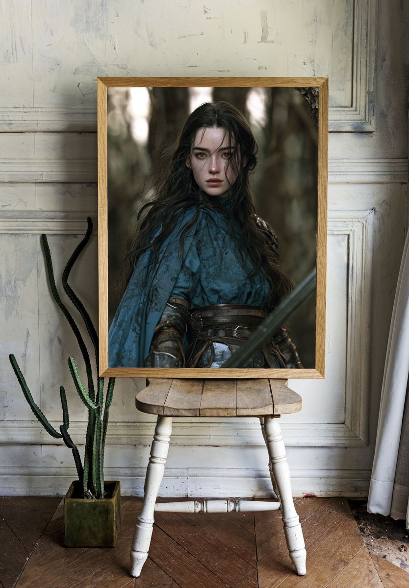 Fantasy Warrior Portrait Print. room preview