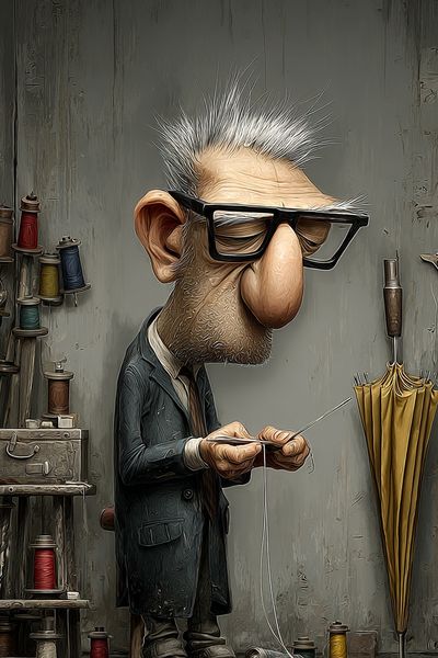 Tailor Workshop Character Illustration Poster. poster