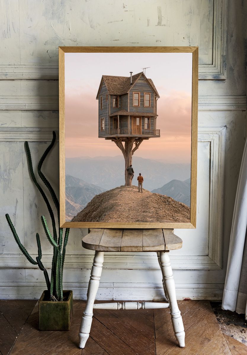 Floating House on a Cliff Print. room preview