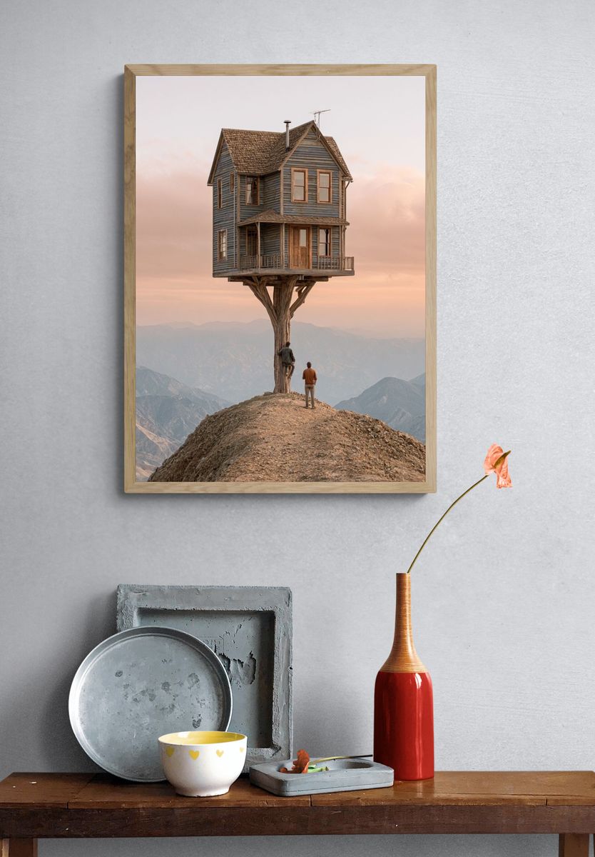Floating House on a Cliff Print. — room view 3