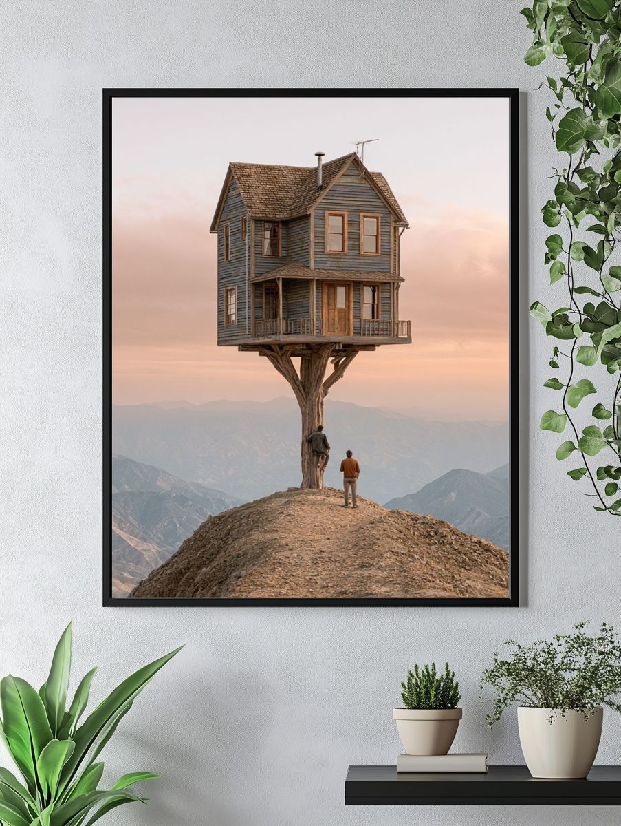 Floating House on a Cliff Print. — room view 4