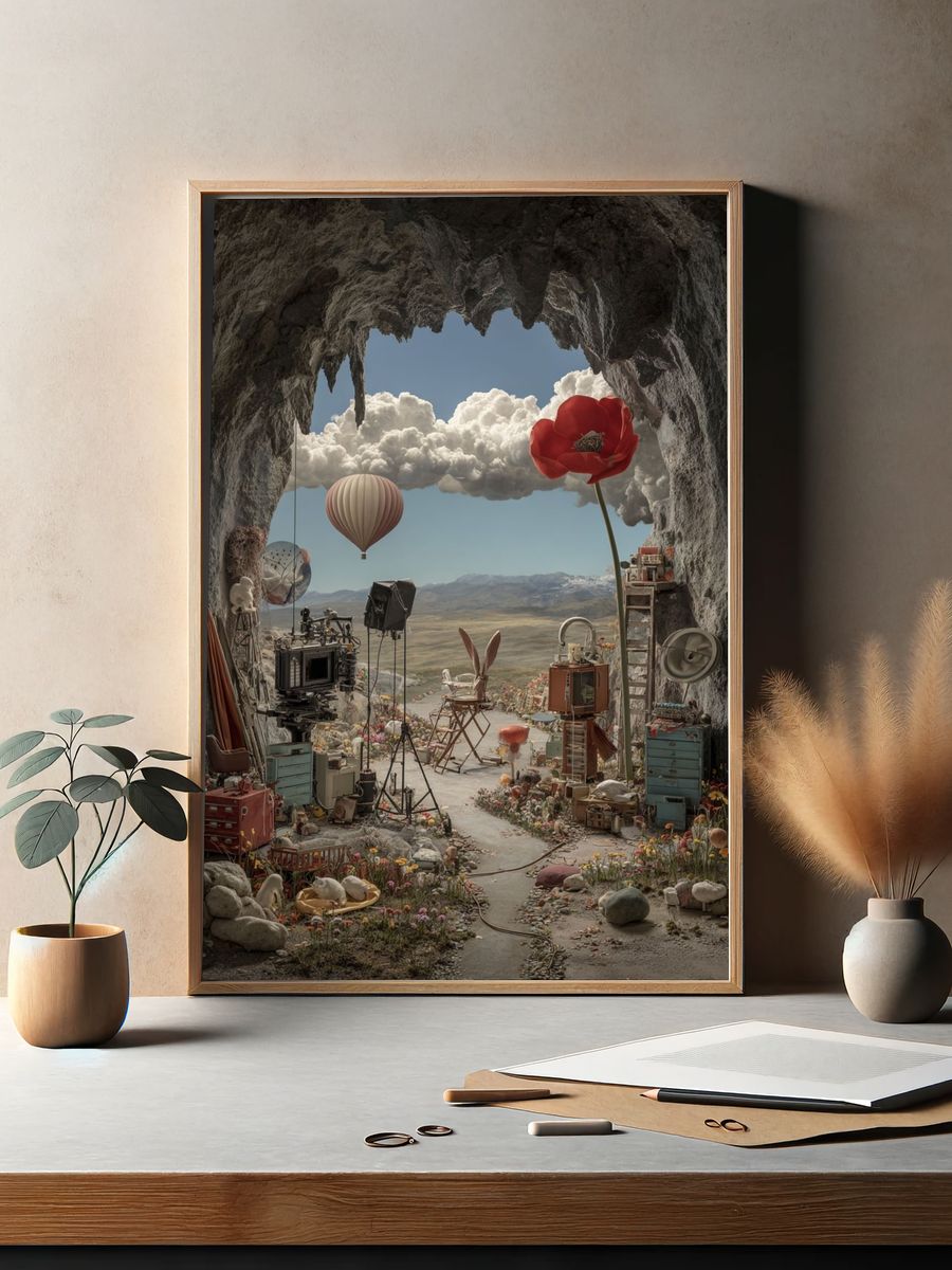 Surreal Cave Landscape Print. — room view 2
