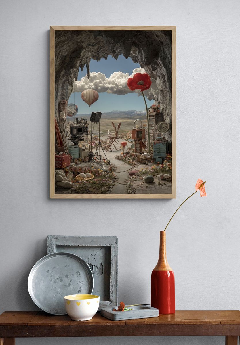 Surreal Cave Landscape Print. — room view 3