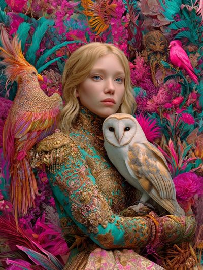 Fantasy Bird Portrait Illustration Poster. poster