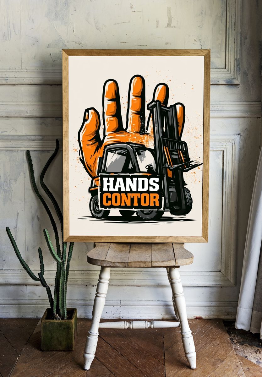 Hands Forklift Illustration Poster. — room view 1