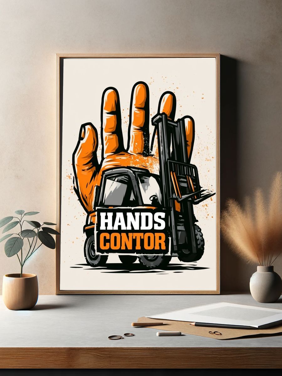Hands Forklift Illustration Poster. — room view 2