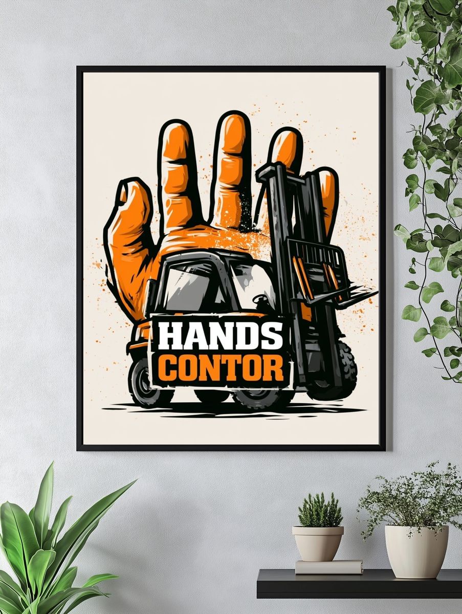 Hands Forklift Illustration Poster. — room view 4