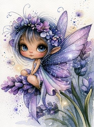 Purple Fairy Watercolor Poster. poster — illustration art