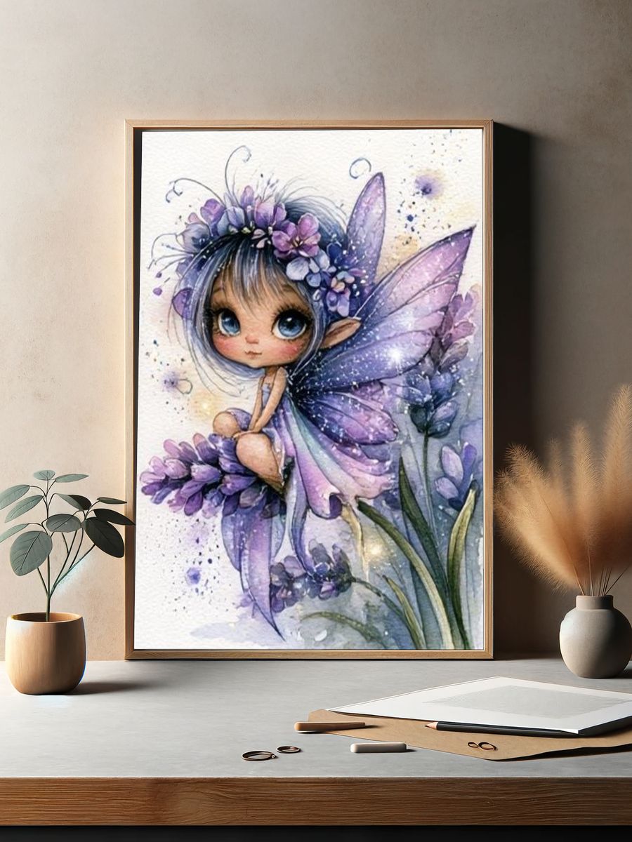 Purple Fairy Watercolor Poster. — room view 2
