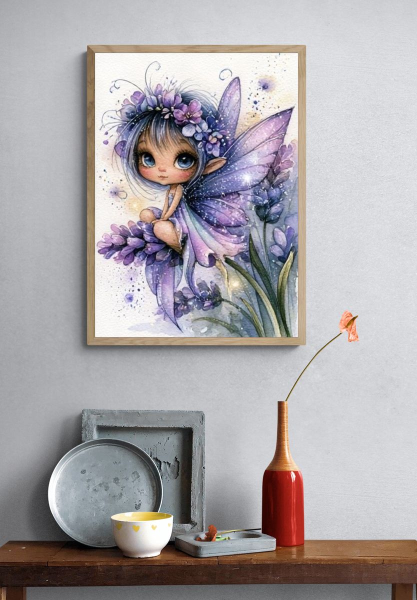 Purple Fairy Watercolor Poster. — room view 3
