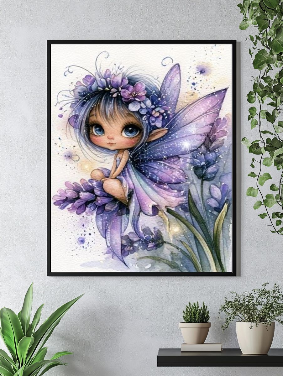 Purple Fairy Watercolor Poster. — room view 4