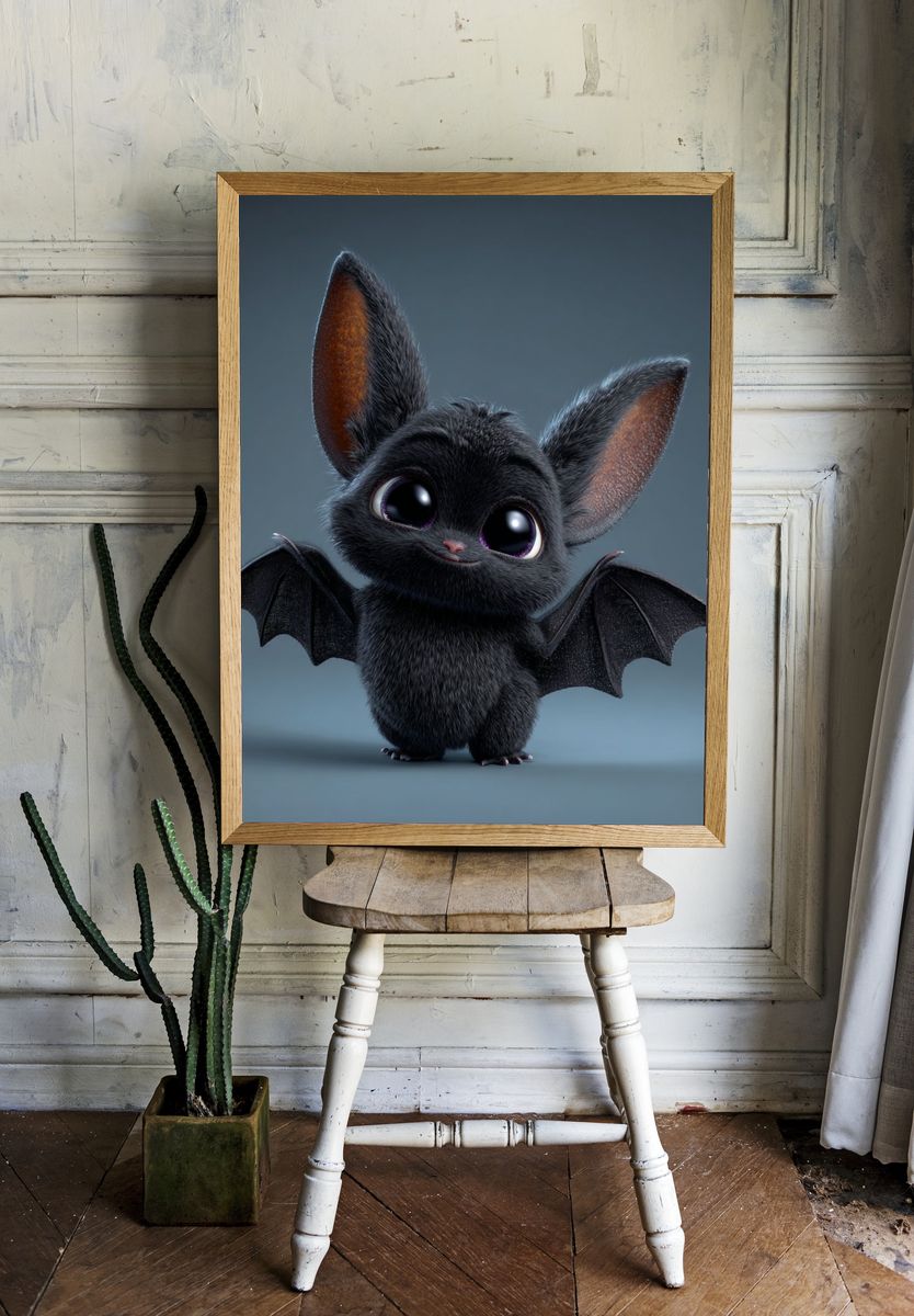Cute Bat Character Illustration Poster. room preview