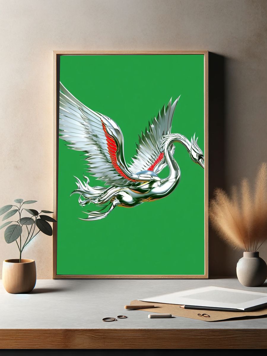 Silver Swan Digital Art Poster. — room view 2