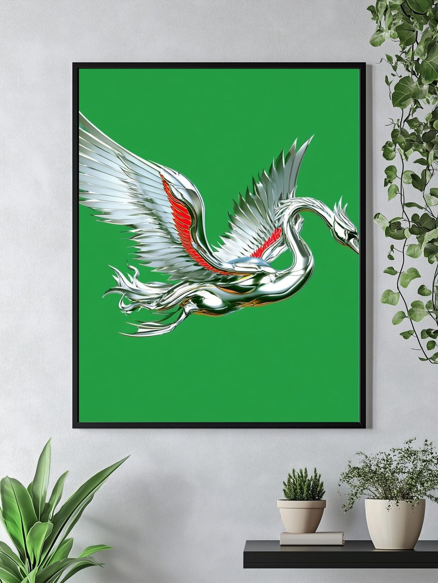 Silver Swan Digital Art Poster. — room view 4