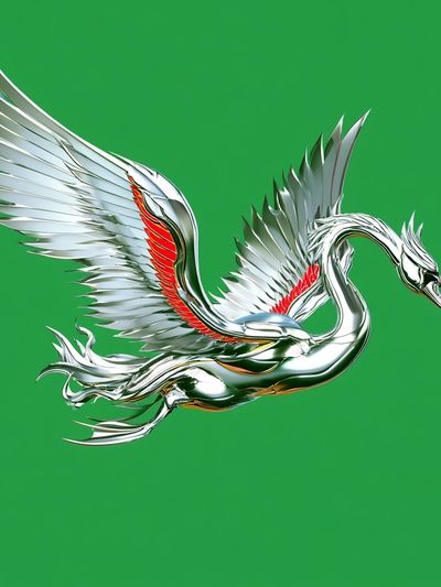 Silver Swan Digital Art Poster.