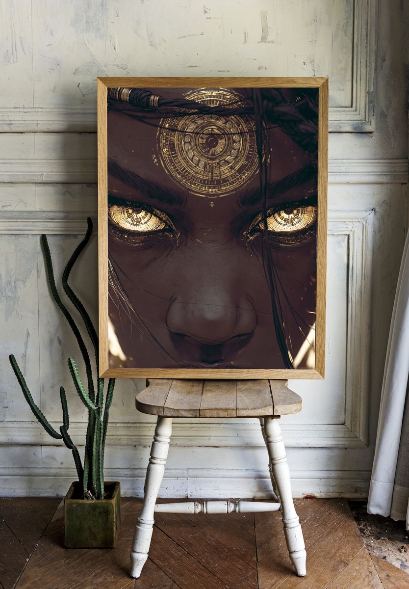 Mystic Tribal Eyes Illustration Poster. — room view 1