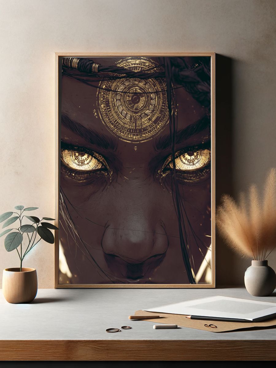 Mystic Tribal Eyes Illustration Poster. — room view 2