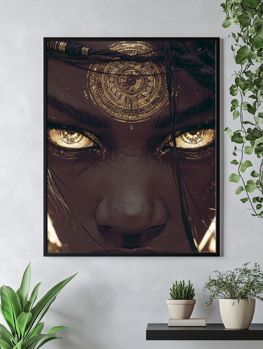 Mystic Tribal Eyes Illustration Poster. — room view 4