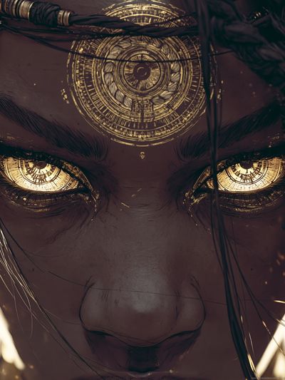 Mystic Tribal Eyes Illustration Poster. poster