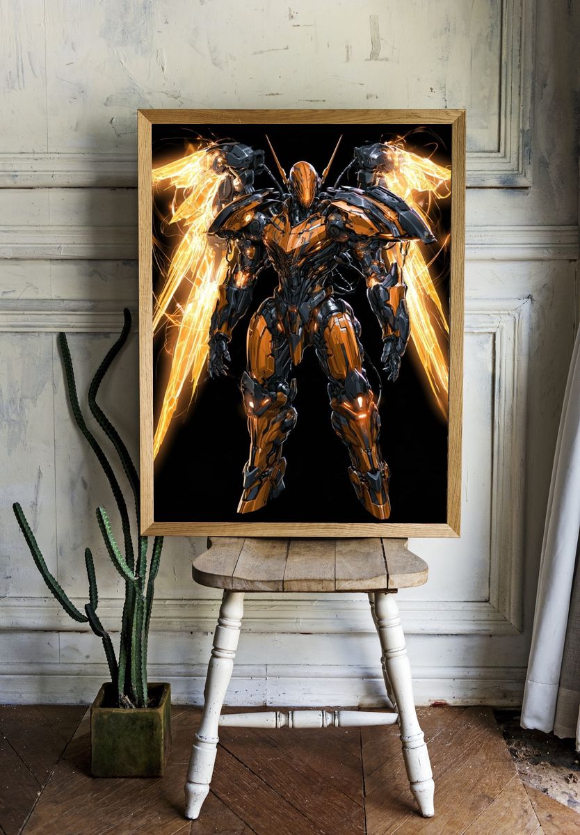 Cybernetic Angel Mecha Print. room preview