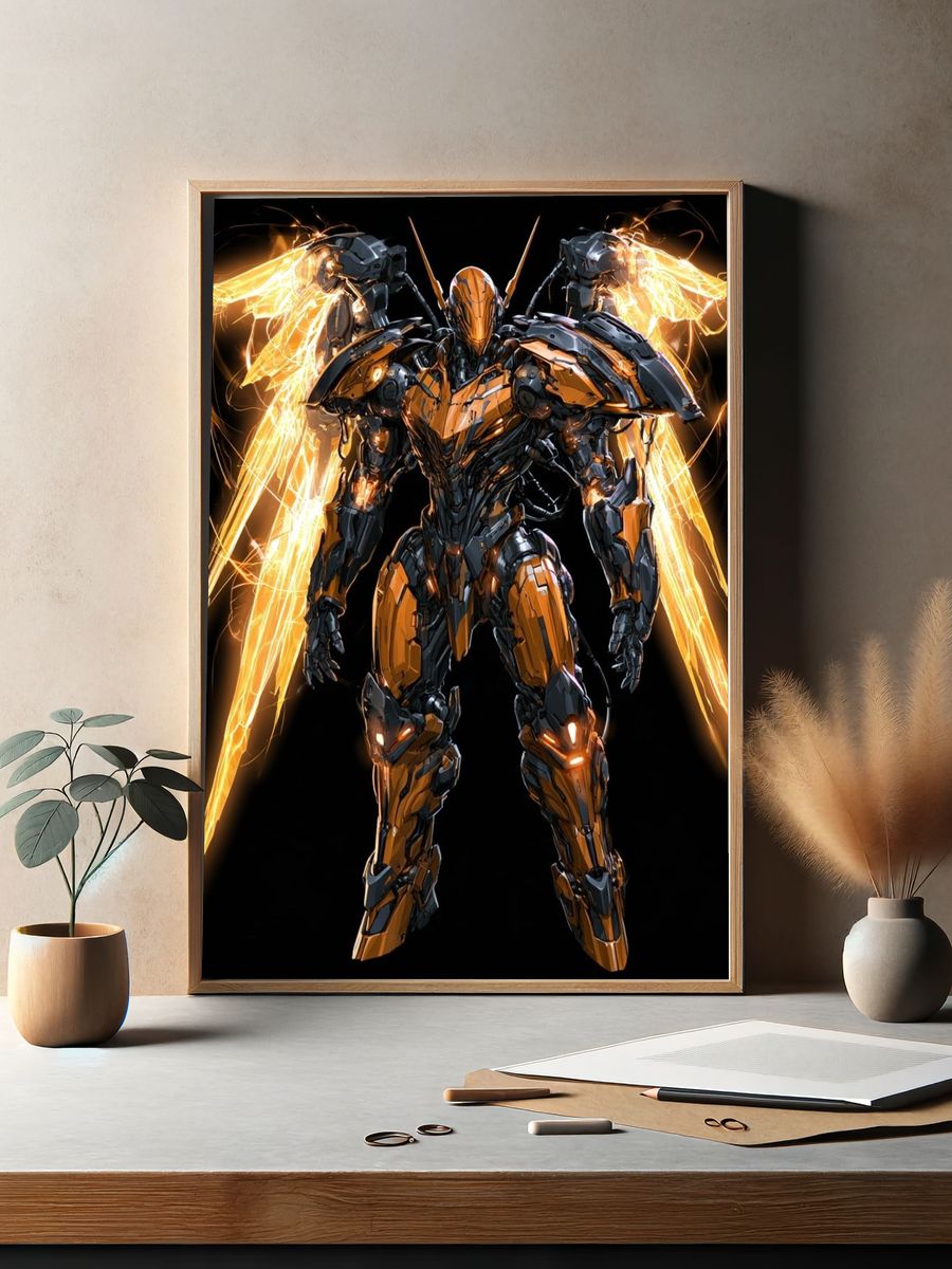 Cybernetic Angel Mecha Print. — room view 2