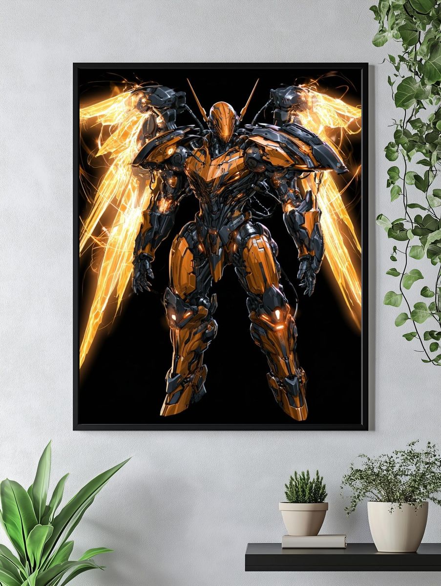 Cybernetic Angel Mecha Print. — room view 4