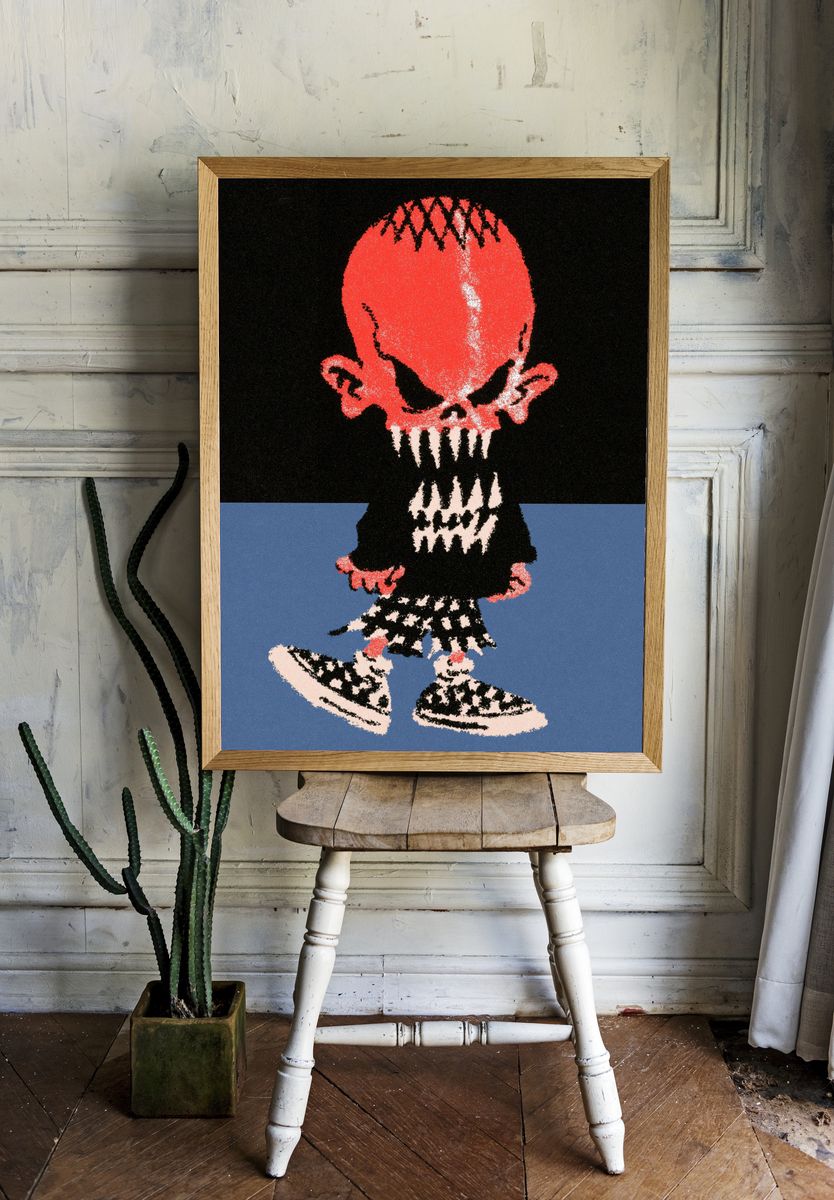 Punk Skull Kid Illustration Poster. — room view 1