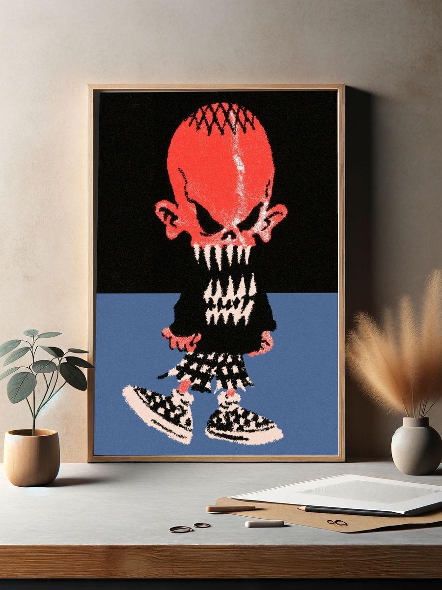 Punk Skull Kid Illustration Poster. — room view 2