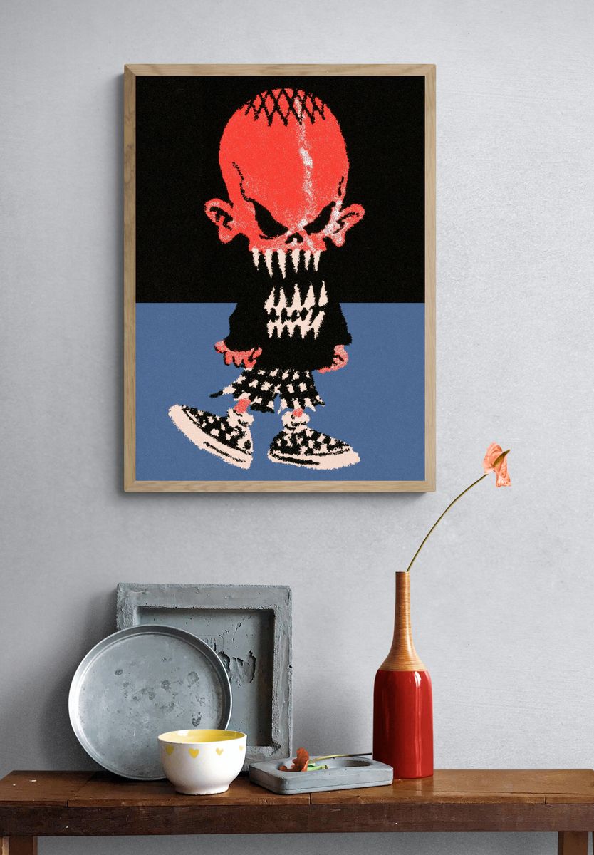 Punk Skull Kid Illustration Poster. — room view 3