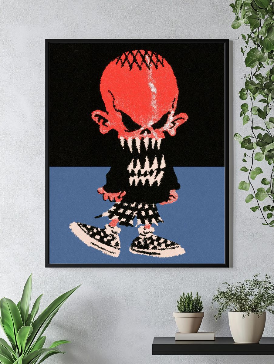 Punk Skull Kid Illustration Poster. — room view 4